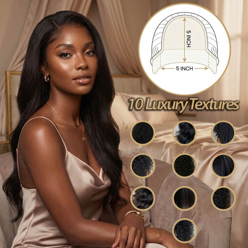 5x5 HD Lace Front Wig - Glueless Beginner Friendly Double Drawn Human Hair Wigs With Drawstring