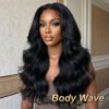 body wave Glueless Beginner Friendly Double Drawn Human Hair lace Wig With Drawstring