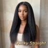 kinky straight Glueless Beginner Friendly Double Drawn Human Hair Wigs With Drawstring