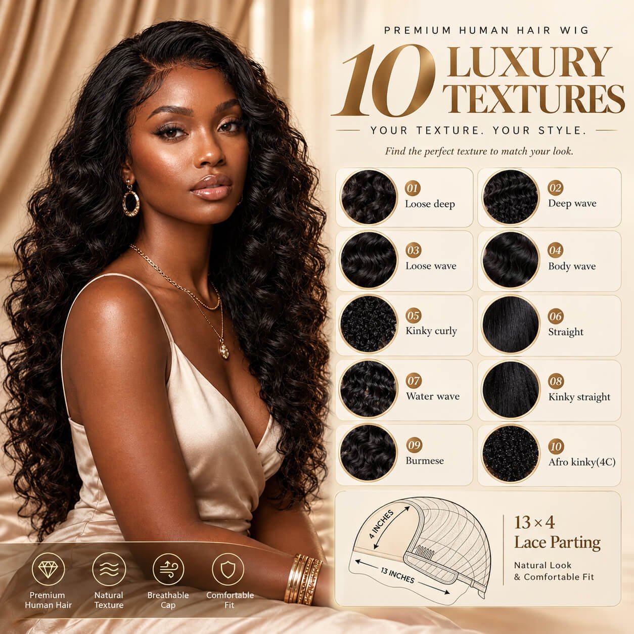 Velarisse ReadyFit™ 13×4 HD Lace Front Wig – Glueless Beginner Friendly Double Drawn Human Hair Wigs With Drawstring