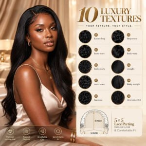 Velarisse ReadyFit™ 5×5 HD Lace Closure Wig – Glueless Beginner Friendly Double Drawn Human Hair Wig With Drawstring